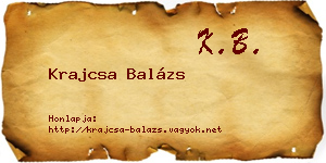 Krajcsa Balázs névjegykártya
